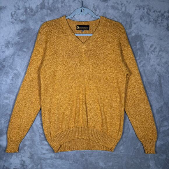 Sumac Alpaquita 100% Alpaca V-Neck Sweater Men’s L Mustard Gold - Picture 1 of 3